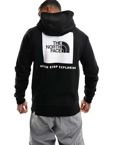 The North Face Redbox raglan sleeve back print fleece hoodie in black