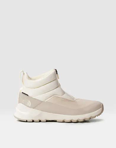 The North Face Thermoball progressive ii waterproof zip-up winter boots in gardenia white/silver grey