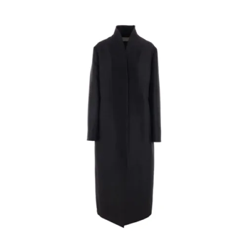 The Row , Black Wool and Silk Coat ,Black female, Sizes: