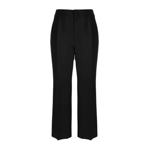 The Row , Black Wool and Silk Smoking Trousers with Satin Stripe ,Black female, Sizes: