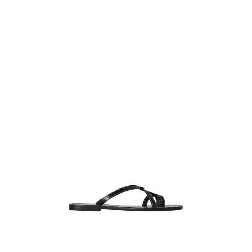 The Row , Leather Link Sandals ,Black female, Sizes:
