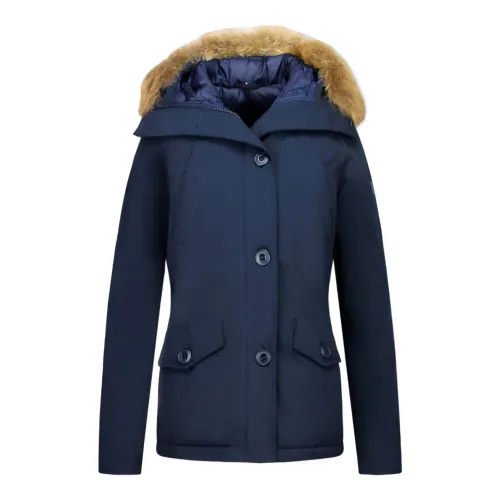 TheBrand , Winter Jacket Canada Short - Parka Side Pockets Women - 503B ,Blue female, Sizes: