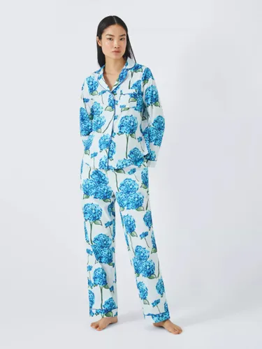Their Nibs Hydrangea Shirt Long Pyjama Set, White/Blue - White/Blue - Female