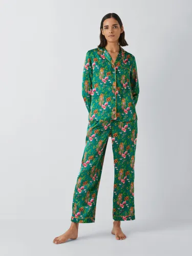 Their Nibs Secret Garden Satin Shirt Pyjama Set, Green - Green - Female