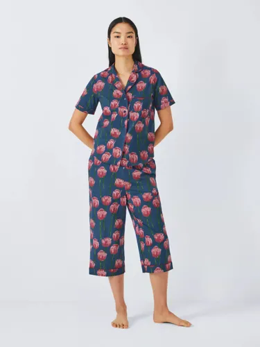 Their Nibs Tulip Shirt Cropped Pyjama Set, Navy - Navy - Female