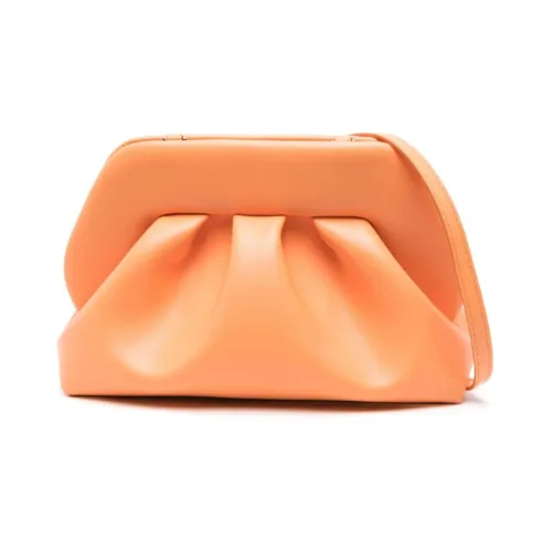 THEMOIRè , Orange Faux Leather Pleat Detailing Bag ,Orange female, Sizes: ONE SIZE