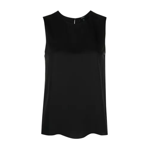 Theory , Silk Black Sleeveless Crew Neck Shirt ,Black female, Sizes: