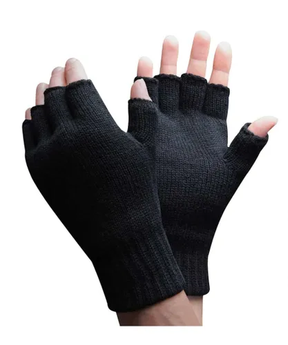 Thinsulate Mens 3M 40 gram Thermal Insulated Black Fingerless Gloves