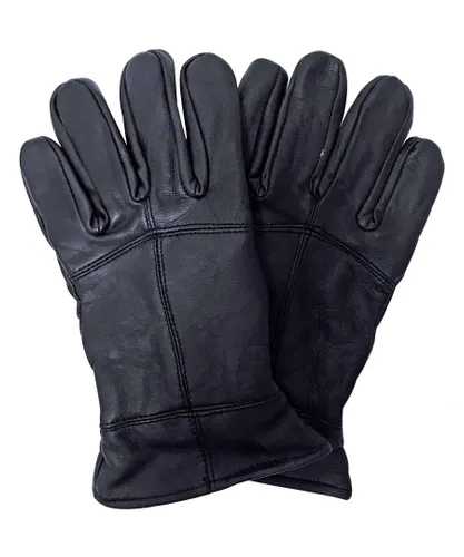 Thinsulate Mens 3M 40 gram Thermal Insulated Winter Leather Gloves - Black