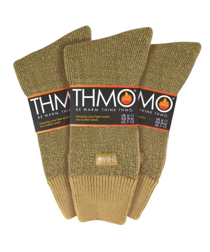 THMO - 3 Pack Multipack Mens Thick Winter Warm Socks with Comfort Top - Beige