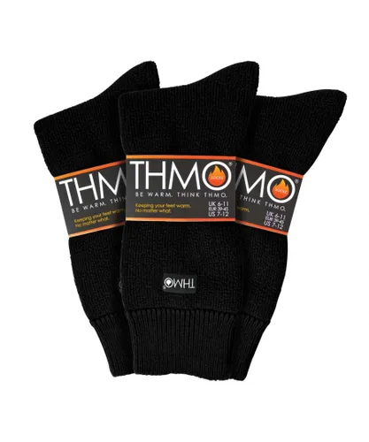 THMO - 3 Pack Multipack Mens Thick Winter Warm Socks with Comfort Top - Black