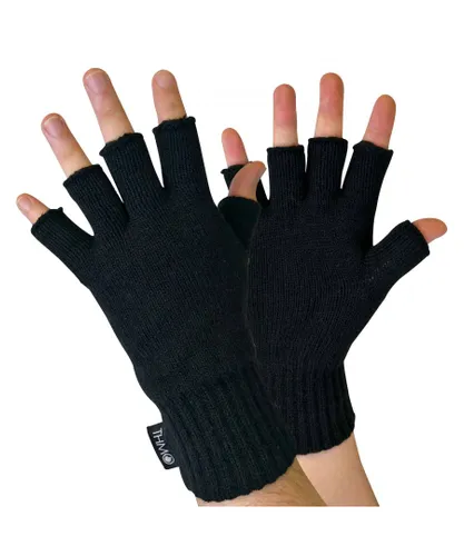 THMO - Mens Black 3M Thinsulate Insulation Lined Fingerless Gloves