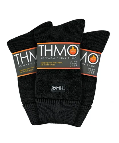 THMO Womens - 3 Pack Multipack Ladies Thick Winter Warm Socks with Comfort Top - Black