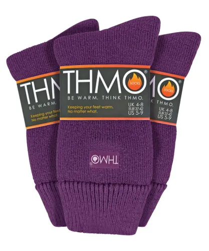 THMO Womens - 3 Pack Multipack Ladies Thick Winter Warm Socks with Comfort Top - Purple
