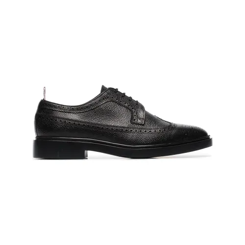 Thom Browne , Black Flat Shoes with Longwing Rubber Sole Brogue ,Black male, Sizes:
