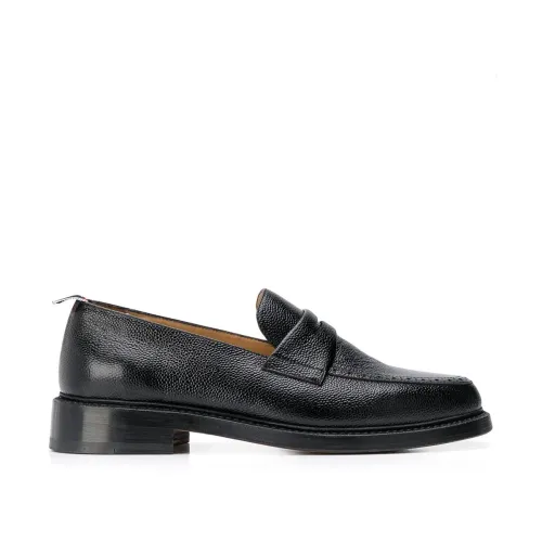 Thom Browne , Black Pebble-Grain Slip-On Loafers ,Black male, Sizes: