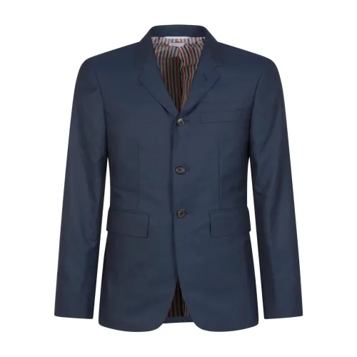 Thom Browne , Blue Super 120s Twill Sport Coat ,Blue male, Sizes: