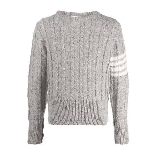 Thom Browne , Gray Woven Sweater with Long Sleeves ,Gray male, Sizes: