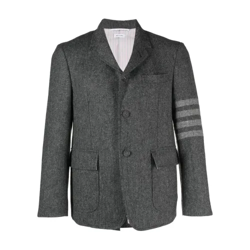 Thom Browne , Grey Stripe-Detail Blazer ,Gray male, Sizes: