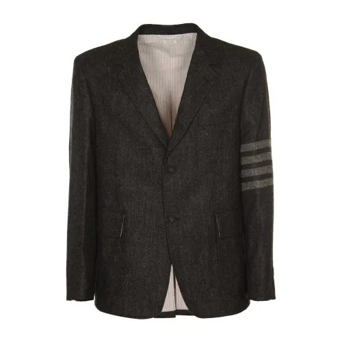 Thom Browne , Grey Unstructured Straight Fit Jackets ,Gray male, Sizes: