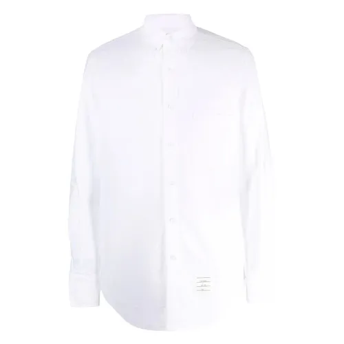 Thom Browne , Logo-Patch Cotton Shirt ,White male, Sizes: