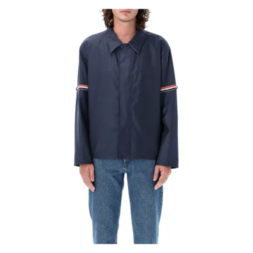 Thom Browne , Men`s Clothing Outerwear Deep Blue Aw23 ,Blue male, Sizes: