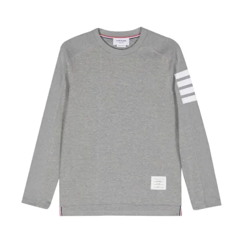 Thom Browne , Milano Cotton Long Sleeve Tee ,Gray male, Sizes: