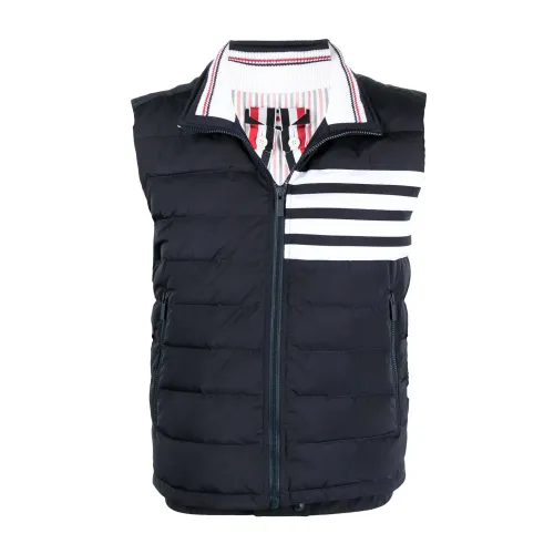 Thom Browne , Navy 4-Bar Puffer Gilet ,Blue male, Sizes: