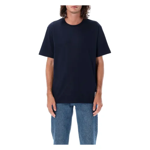 Thom Browne , Navy Relaxed Fit T-Shirt with Logo Patch ,Blue male, Sizes: