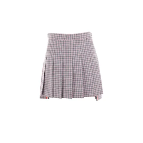 Thom Browne , Plaid Cotton Pleated Skirt ,Multicolor female, Sizes: