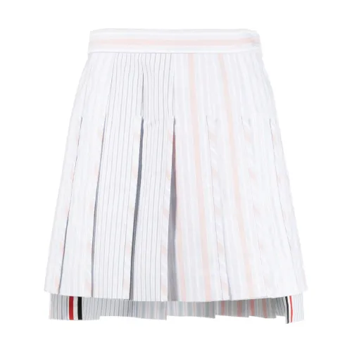 Thom Browne , Pleated Oxford Striped Tennis Skirt ,White female, Sizes: