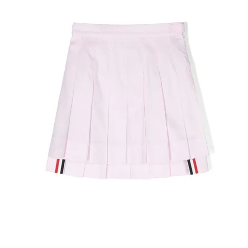 Thom Browne , Pleated Pink Skirt with RWB Stripe ,Pink female, Sizes: