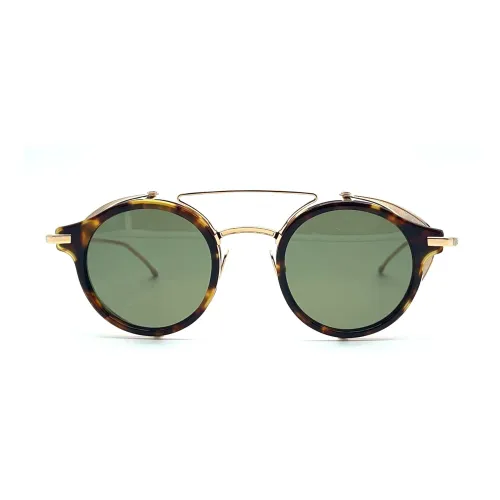 Thom Browne , Retro Round Sunglasses with Side Shields ,Brown male, Sizes: