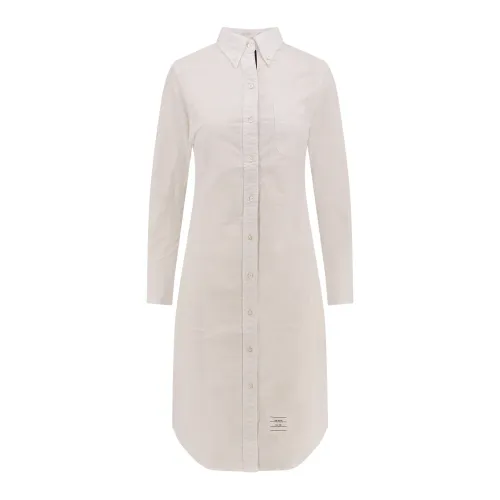 Thom Browne , White Cotton Dress with Pointed Collar ,White female, Sizes:
