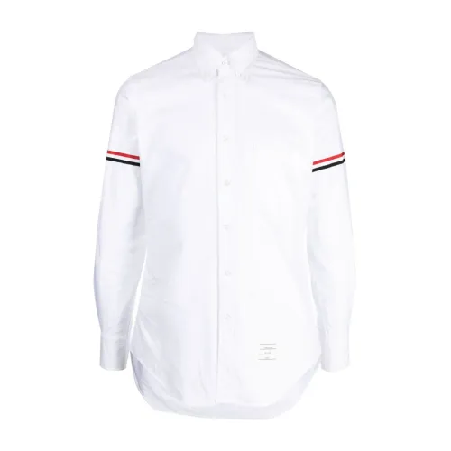 Thom Browne , White Cotton Shirt with Striped Details ,White male, Sizes: