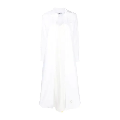 Thom Browne , White Logo Shirt Dress ,White female, Sizes: