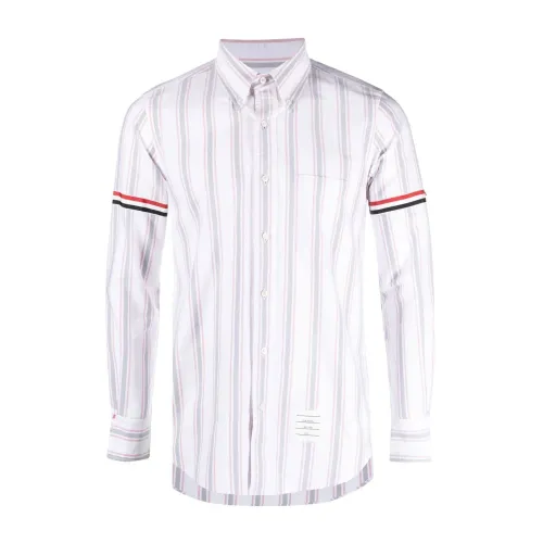 Thom Browne , White Striped Oxford Shirt ,White male, Sizes: