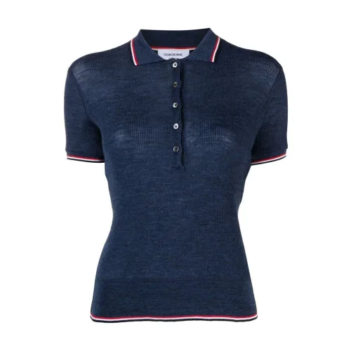 Thom Browne , Womens Clothing T-Shirts Polos Blue Aw23 ,Blue female, Sizes: