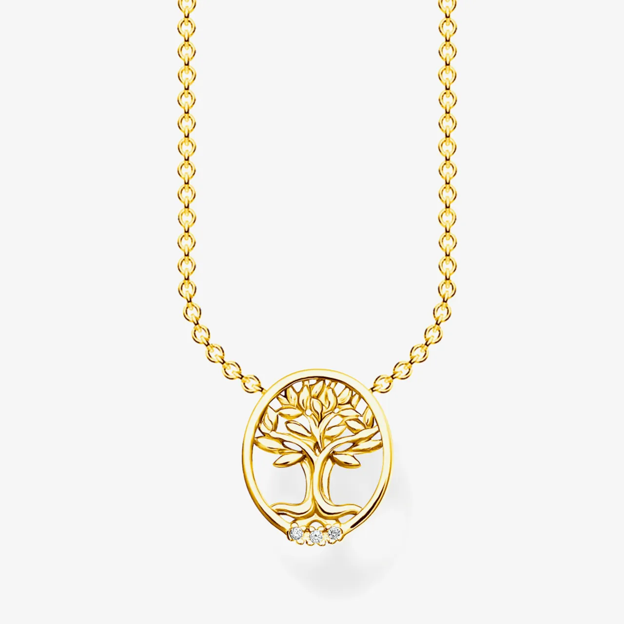 THOMAS SABO 18ct Gold Plated & Cubic Zirconia Tree of Life Necklace KE2126-414-14-L45V