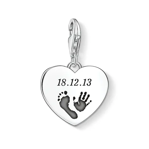 THOMAS SABO Charm Club Silver Heart Handprint/Footprint Engraving Charm