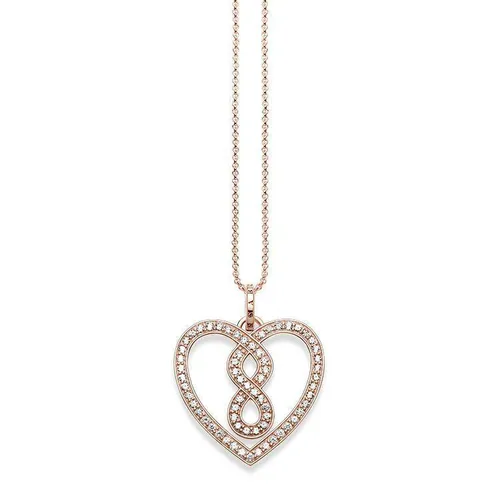 Thomas Sabo Glam And Soul Rose Gold White Zirconia Infinity Heart Necklace D - Silver