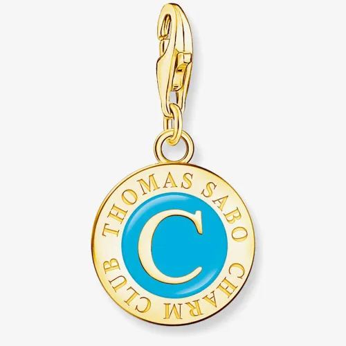 THOMAS SABO Gold Plated Charmista Coin Blue Member Charm 2099-427-17