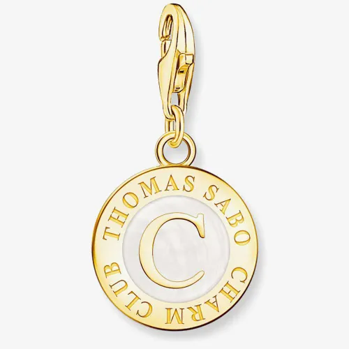 THOMAS SABO Gold Plated Charmista Coin White Member Charm 2095-427-14
