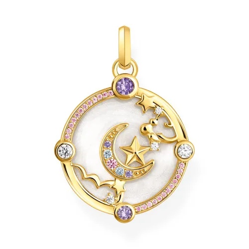 THOMAS SABO Gold Plated Crescent Moon Colourful Cosmic Pendant