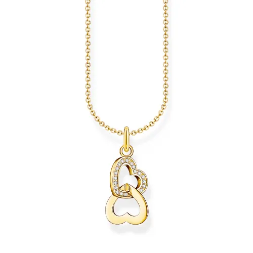 THOMAS SABO Gold Plated CZ Interlocking Hearts Necklace