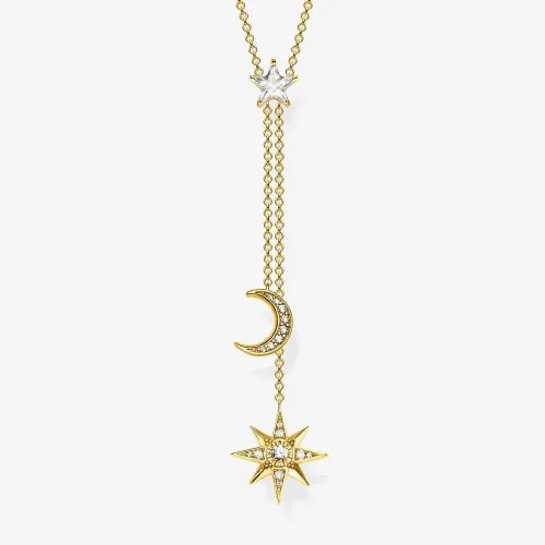 THOMAS SABO Gold Plated Magic Stars Moon and Stars Necklace KE1900-414-14-L45V