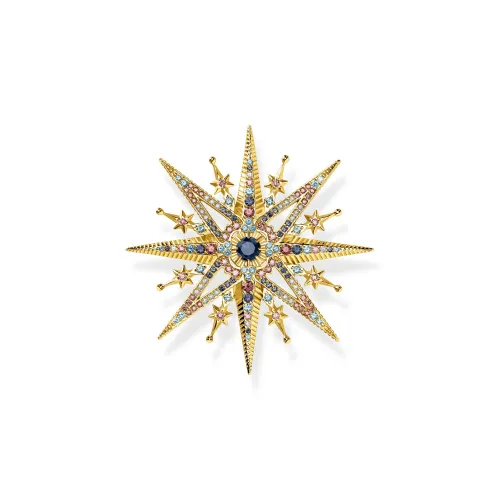 Thomas Sabo Gold Plated Sterling Silver Colourful Star Brooch D - Silver