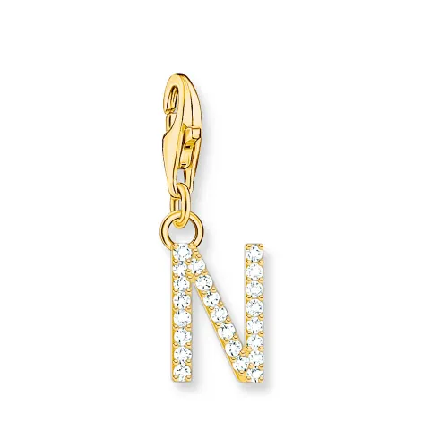 THOMAS SABO Gold Plated Zirconia Letter N Charm