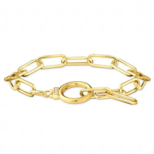 THOMAS SABO Gold Plated Zirconia Ring Clasp Link Bracelet