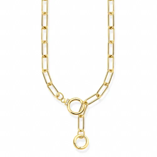 THOMAS SABO Gold Plated Zirconia Two Ring Link Necklace
